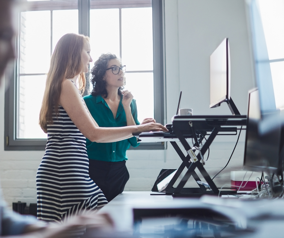 working at a standing desk